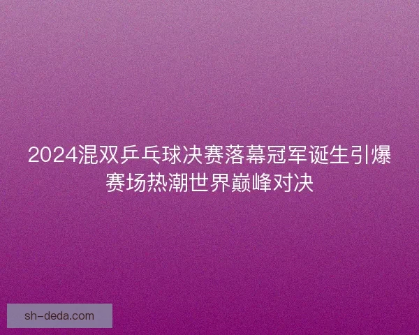 2024混双乒乓球决赛落幕冠军诞生引爆赛场热潮世界巅峰对决