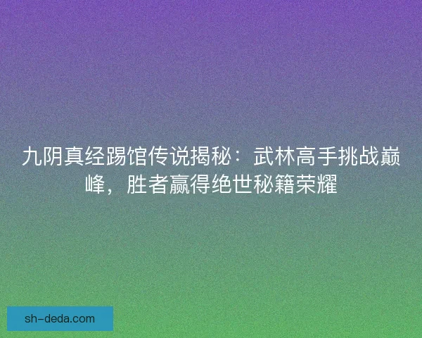 九阴真经踢馆传说揭秘：武林高手挑战巅峰，胜者赢得绝世秘籍荣耀