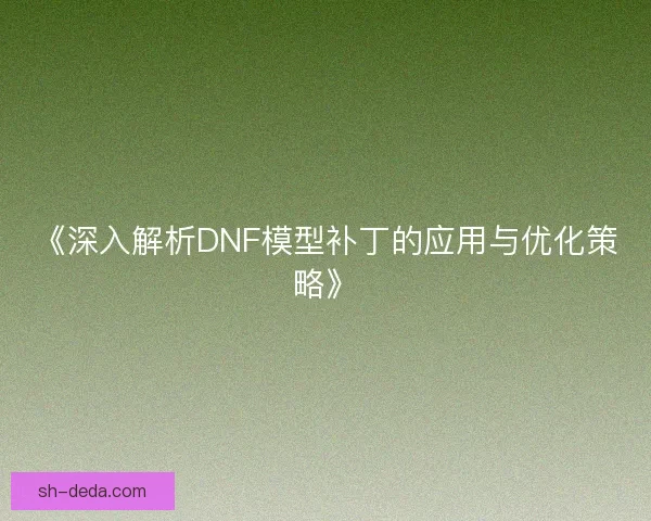 《深入解析DNF模型补丁的应用与优化策略》