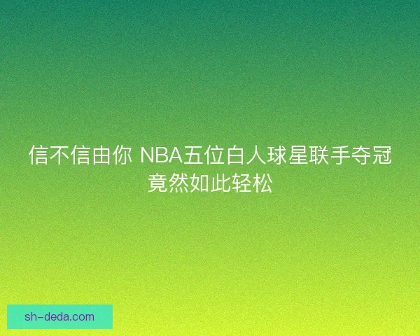信不信由你 NBA五位白人球星联手夺冠竟然如此轻松 信不信由你 NBA五位白人球星联手夺冠竟然如此轻松