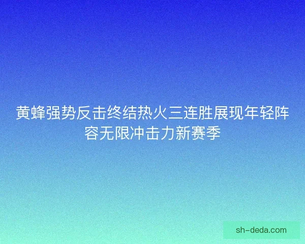 黄蜂强势反击终结热火三连胜展现年轻阵容无限冲击力新赛季 黄蜂强势反击终结热火三连胜展现年轻阵容无限冲击力新赛季