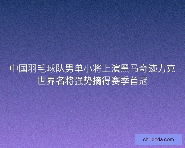 中国羽毛球队男单小将上演黑马奇迹力克世界名将强势摘得赛季首冠